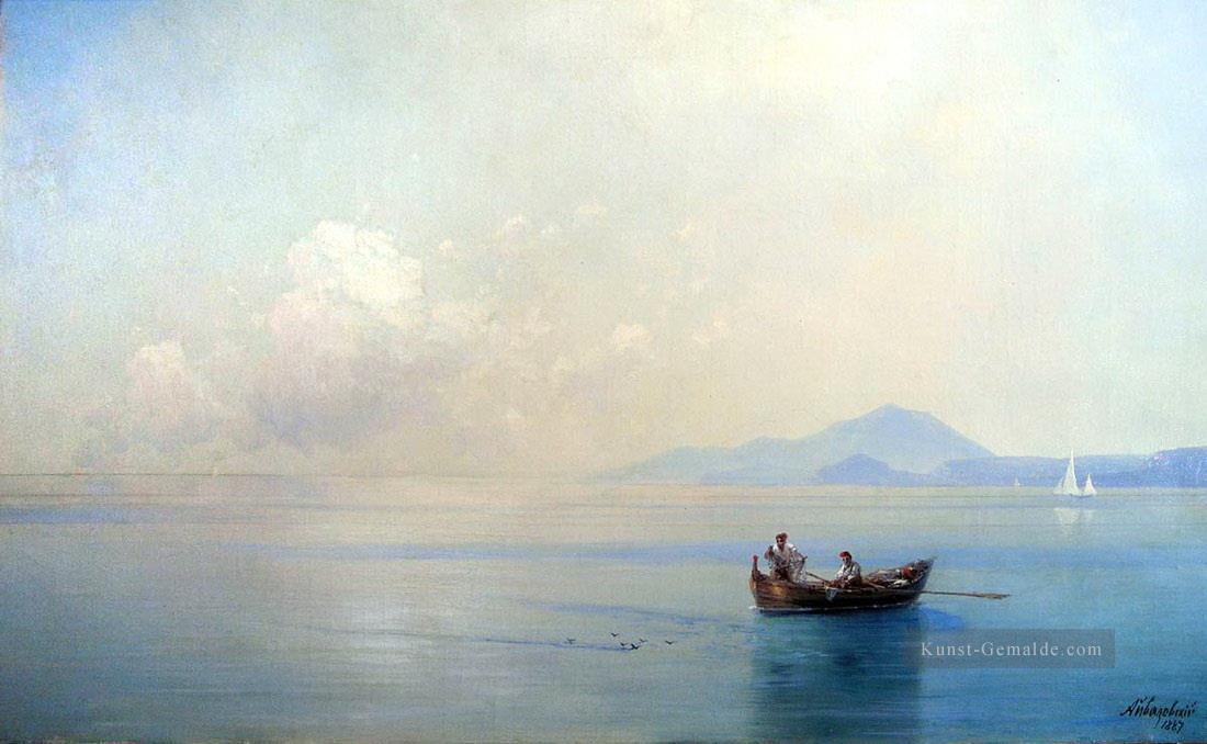Ruhe Meer Landschaft mit Fischer 1887 Ivan Aiwasowski russisch Ölgemälde